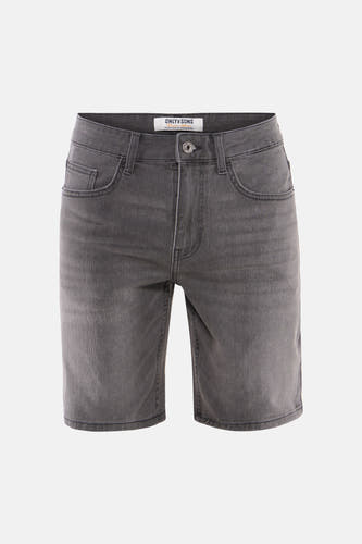 Short en jean gris clair de ONLY & SONS® avec style cinq poches, fermeture à glissière et bouton.