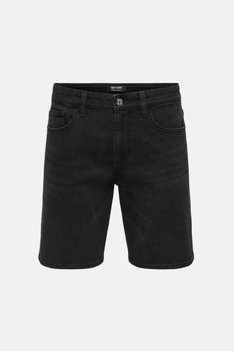 Short en jean en denim noir ONLY & SONS, de couleur unie et au style classique.