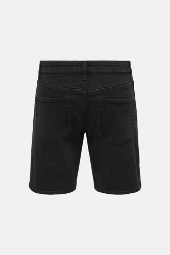 Short en jean noir ONLY & SONS, avec texture denim et poches arrière.