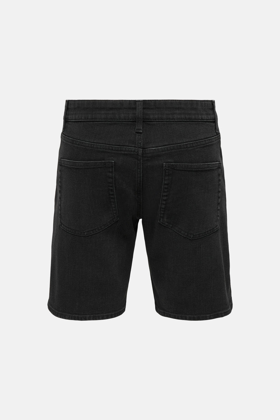 Short en jean noir ONLY & SONS, avec texture denim et poches arrière.