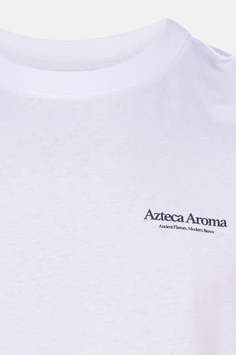 Wit T-shirt met korte mouwen van ONLY & SONS® met "Azteca Aroma" print.
