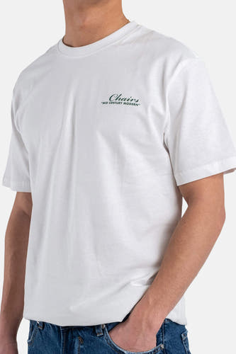 Wit T-shirt met korte mouwen van ONLY & SONS®, met een logo en de tekst "Mid Century Modern" erop.