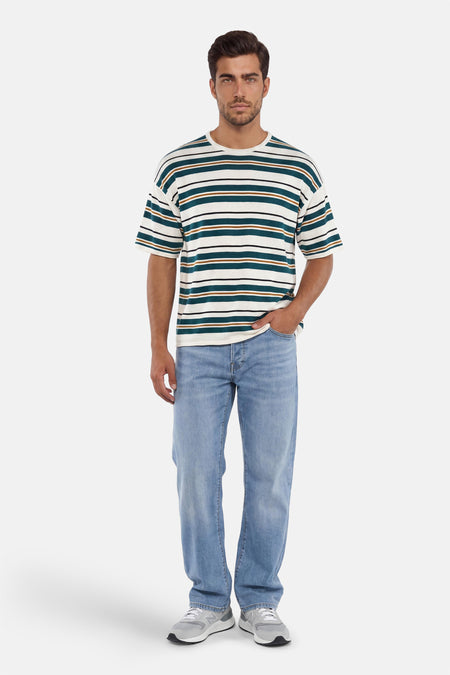 Multicolor gestreept T-shirt van ONLY & SONS® met korte mouwen.