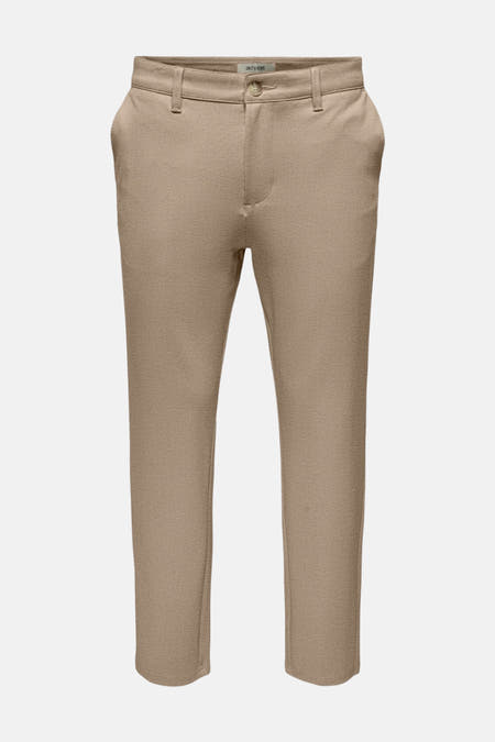 Pantalon beige de ONLY & SONS® avec des poches arrière et une subtile texture.