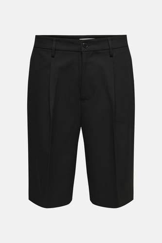 Zwarte korte broek van ONLY & SONS® met rechte pasvorm, frontknop en zakken, vooraanzicht