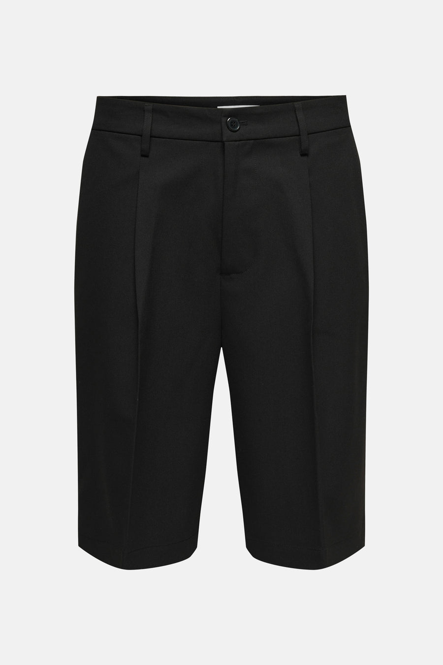 Zwarte korte broek van ONLY & SONS® met rechte pasvorm, frontknop en zakken, vooraanzicht
