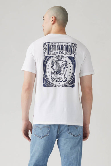 T-shirt blanc à manches courtes de Levi's®, avec une grande impression graphique sur le dos.