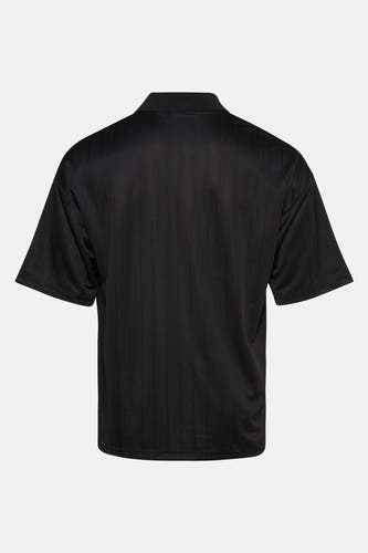 Zwart T-shirt met korte mouwen van THEJOGGCONCEPT, met een subtiel verticaal streepjespatroon op de achterkant.
