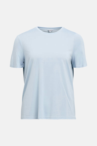 Blauw T-shirt met korte mouwen van OBJECT, effen kleur en ronde halslijn.