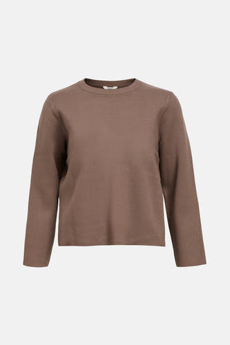 Pull marron avec col rond d'OBJECT, texture tr trée lisse.