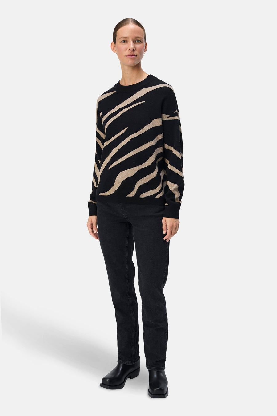 Pull met ronde hals - zwart - OBJECT