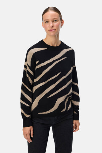 Pull met ronde hals - zwart