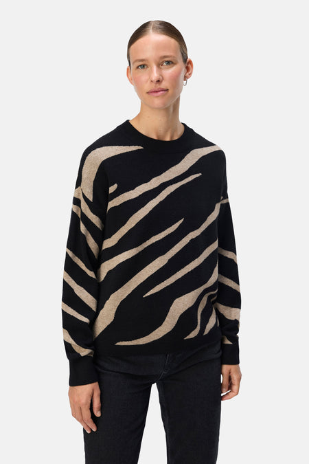 Pull met ronde hals - zwart