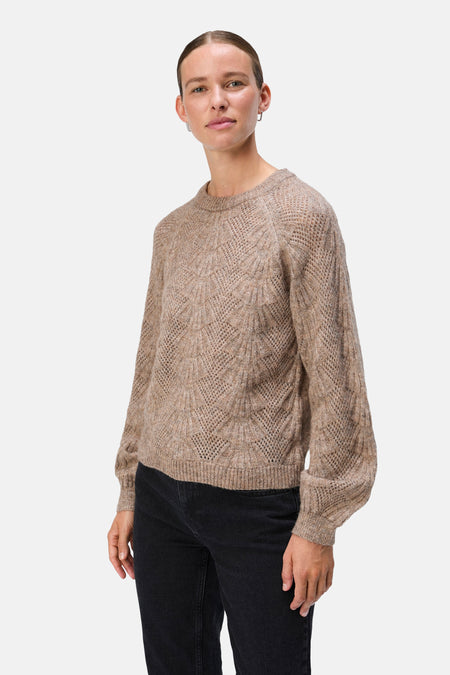 OBJFLORA RE L/S KNIT PULLOVER NOOS