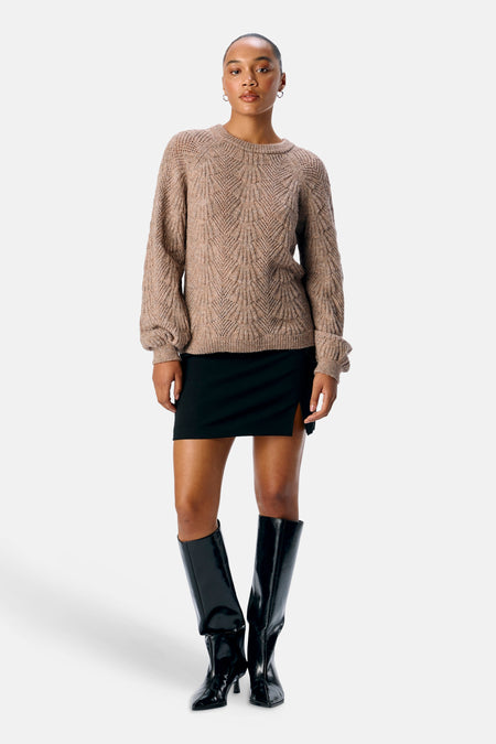 OBJFLORA RE L/S KNIT PULLOVER NOOS