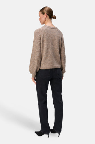 Pull met ronde hals - bruin - OBJECT - 5