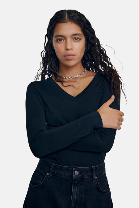 OBJANNIE RE L/S V-NECK TOP NOOS