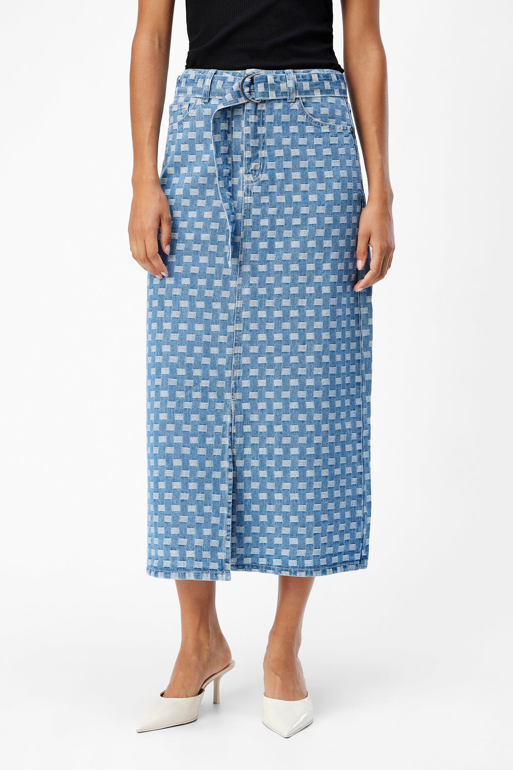 Rok 3/4 Mid blue denim - OBJECT