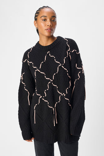 Pull met ronde hals - zwart