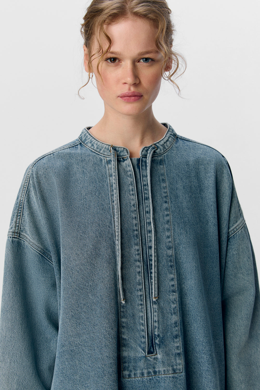 Kleedjes (lange mouwen) Light blue denim - OBJECT