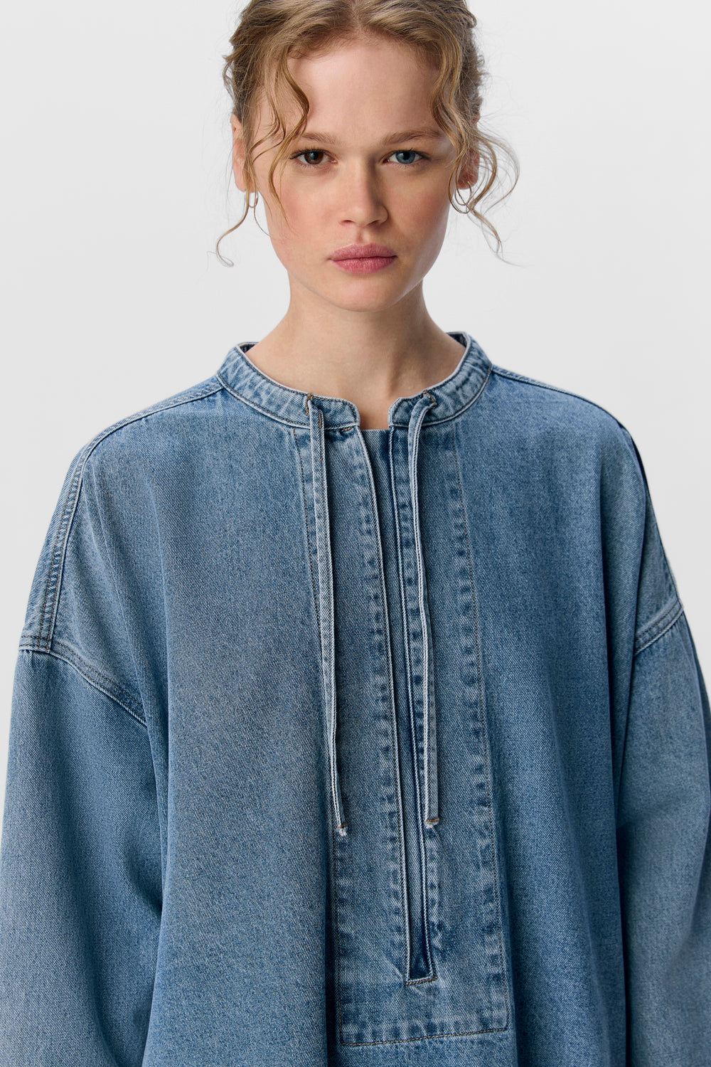 Kleedjes (lange mouwen) Light blue denim - OBJECT