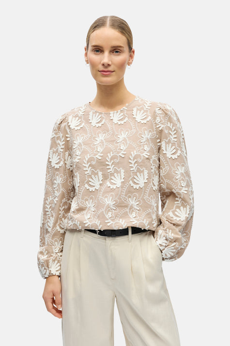 Blouse met lange mouwen - beige