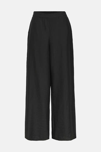 Pantalon noir d'OBJECT, avec des jambes larges et une ceinture élastique.