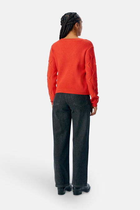 Pull met V-hals - rood