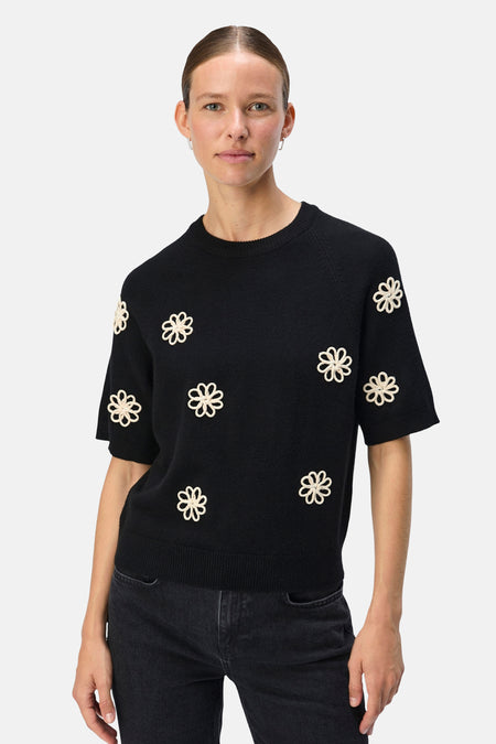 Pull met ronde hals - zwart