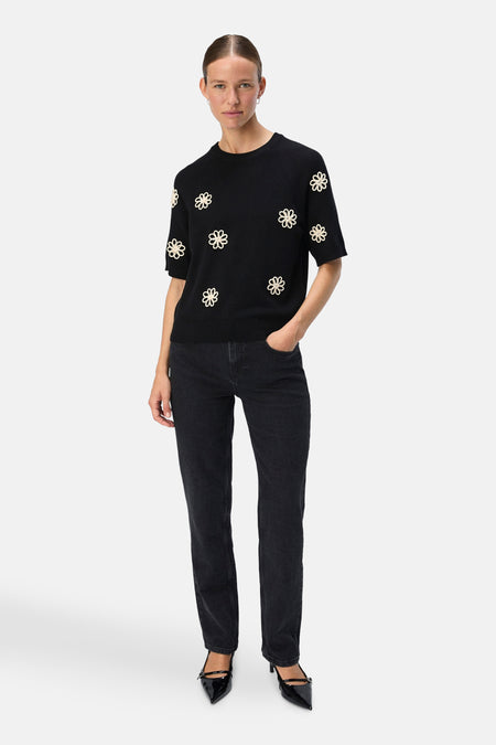 Pull met ronde hals - zwart