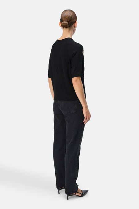 Pull met ronde hals - zwart