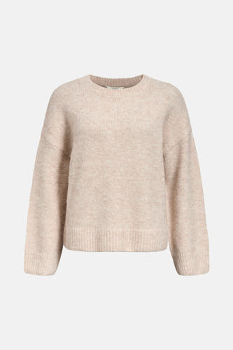 T-shirt écru avec col rond d'OBJECT, avec longues manches et une texture trissée.