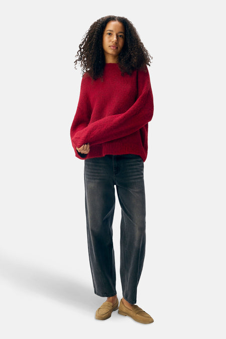 Pull met ronde hals - rood