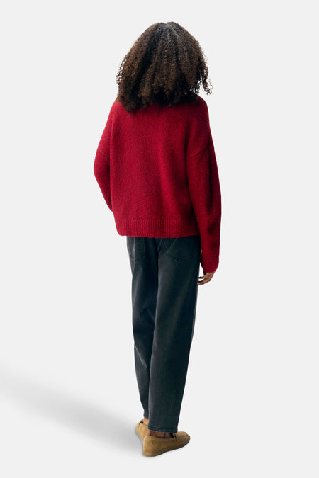 Pull met ronde hals - rood