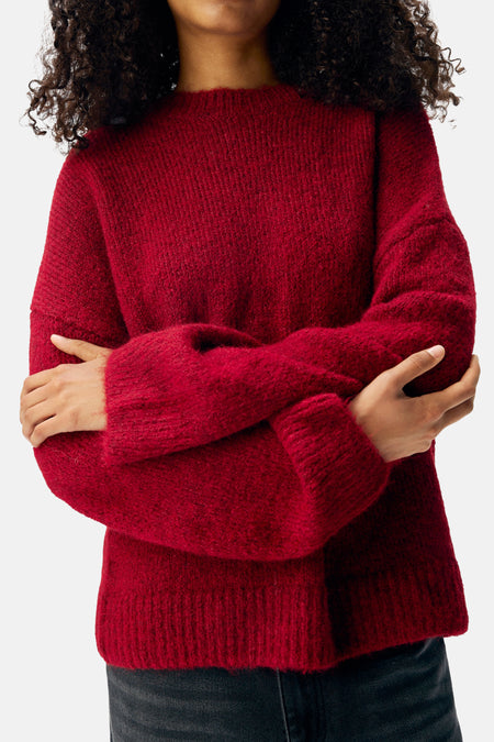 Pull met ronde hals - rood