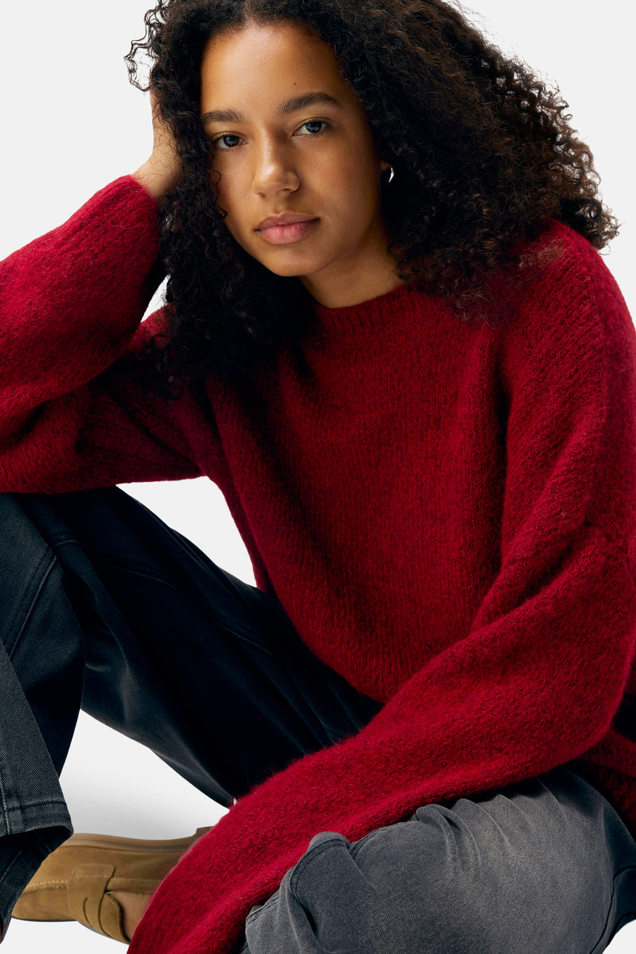 Pull met ronde hals - rood - OBJECT