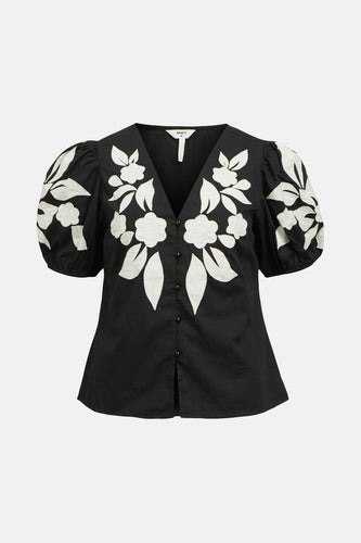 Blouse met korte mouwen - zwart