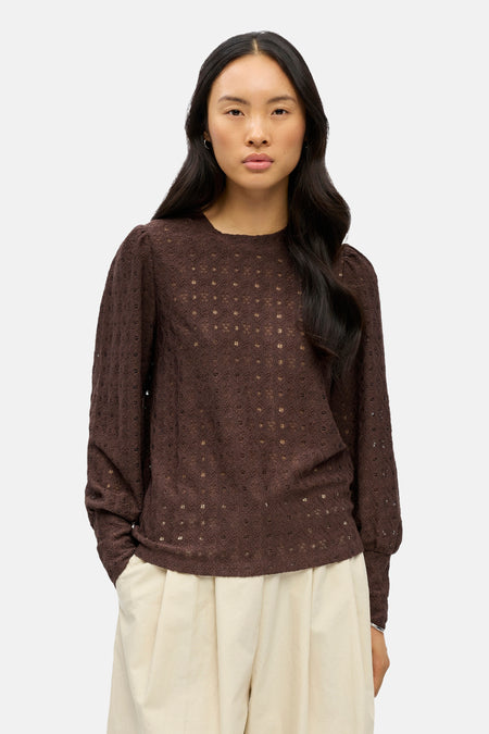 Blouse met lange mouwen - bruin