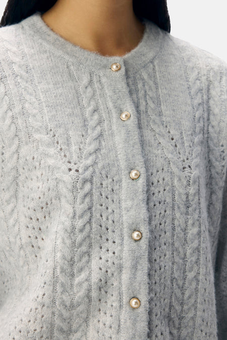 OBJFLORA RE LS KNIT BUTTON CARDIGAN NOOS