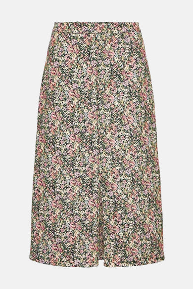 Lange, veelkleurige rok van OBJECT, met een bloemenpatroon en een split vooraan.