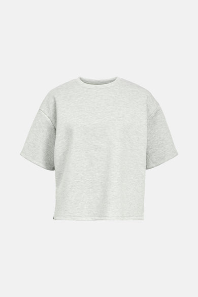 Grijze sweater van OBJECT, met korte mouwen en een effen patroon.
