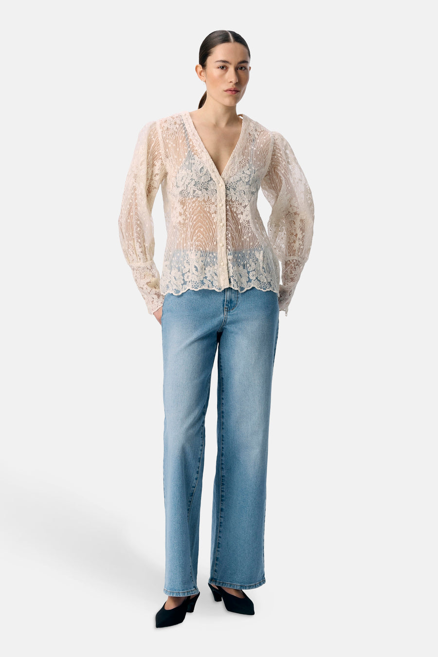 Hemd met lange mouwen - ecru - OBJECT