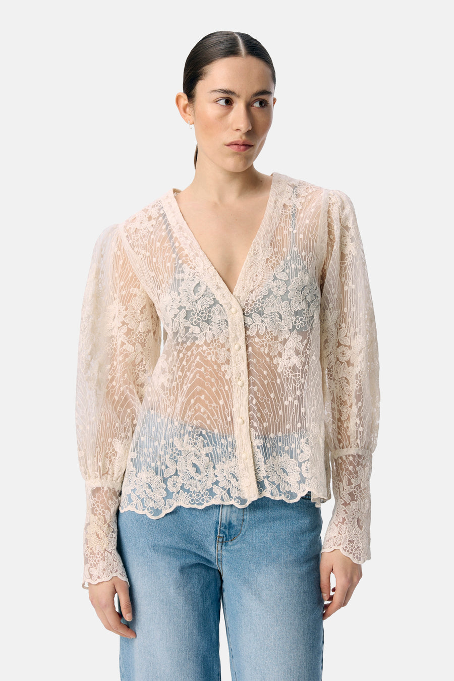 Hemd met lange mouwen - ecru - OBJECT