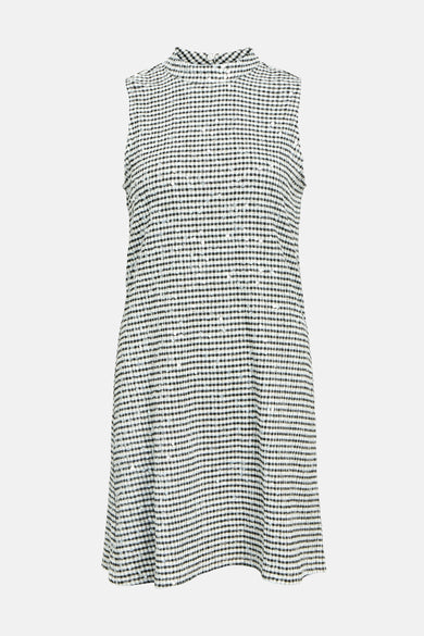 Jupe sans manches noire d'OBJECT, avec un motif à carreaux et des subtiles paillettes.