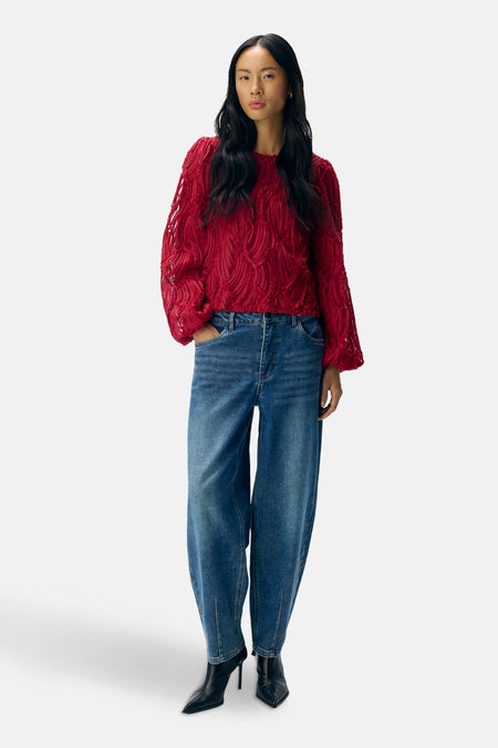 Blouse (lange mouwen) rood - OBJECT