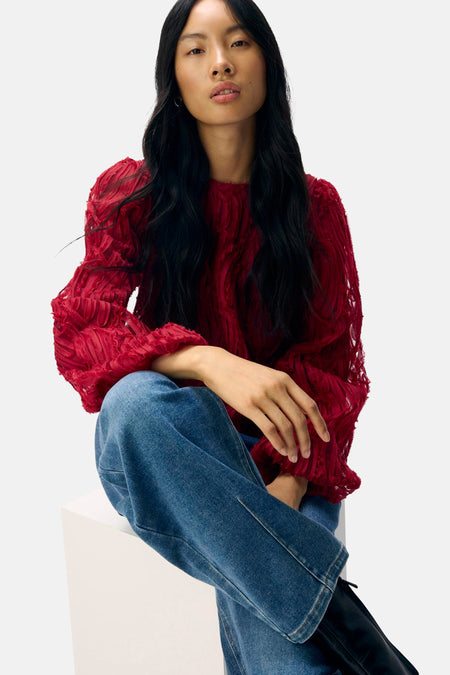Blouse (lange mouwen) rood - OBJECT