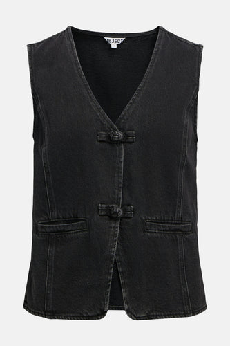 Gilet - black denim - OBJECT