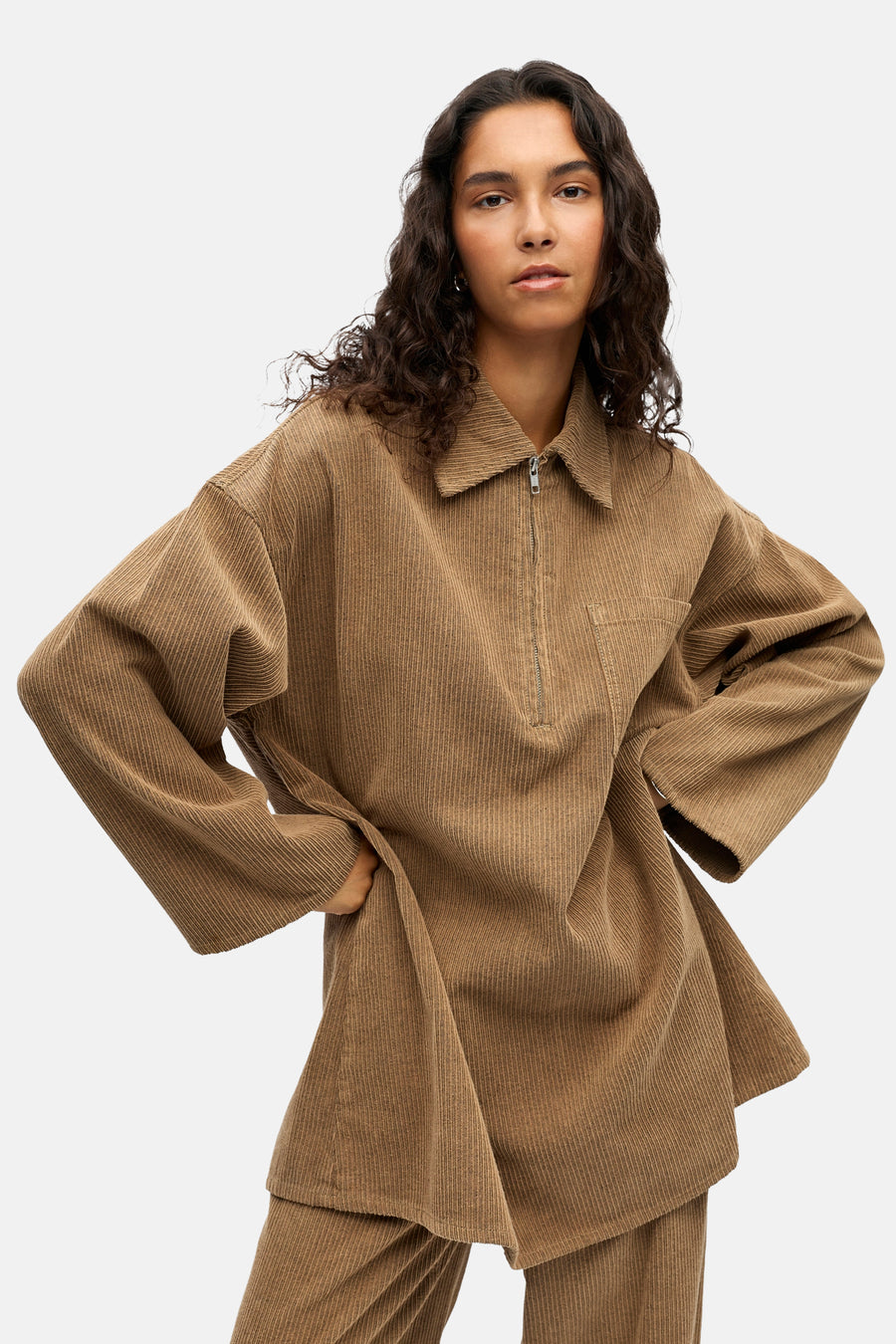 Kleedje met lange mouwen - beige - OBJECT