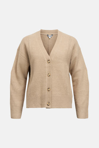 Beige gilet van OBJECT, met lange mouwen en gouden knopen.