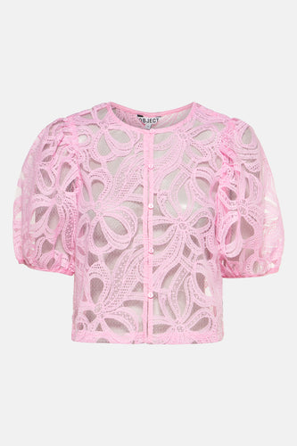 Blouse met korte mouwen - roze